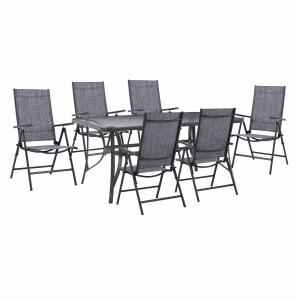 ΣΕΤ ΤΡΑΠΕΖΑΡΙΑ 7ΤΜΧ ΤΡΑΠΕΖΙ BRUNO 150Χ90 ΜΕ ΠΟΛΥΘΡΟΝΕΣ 7ΘΕΣΕΩΝ ΠΤΥ/ΝΗ ΓΚΡΙ 