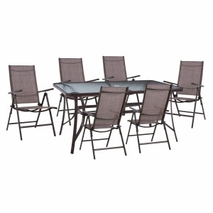 ΣΕΤ ΤΡΑΠΕΖΑΡΙΑ 7ΤΜΧ ΤΡΑΠΕΖΙ BRUNO 150Χ90 & ΠΟΛΥΘΡΟΝΕΣ 7ΘΕΣΕΩΝ ΚΑΦΕ 