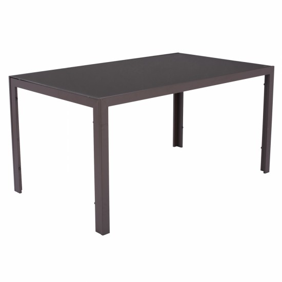 ΤΡΑΠΕΖΙ ΜΕΤΑΛΛΙΚΟ ΟΡΘΟΓΩΝΙΟ ΚΑΦΕ ΜΕ ΓΥΑΛΙ ΚΑΦΕ 150X90Χ75Υεκ.-ΤΡΑΠΕΖΙ ΕΞΩΤΕΡΙΚΟΥ ΧΩΡΟΥ-ΜΕΤΑΛΛΟ ΓΥΑΛΙ-ΚΑΦΕ ΤΡΑΠΕΖΙ-