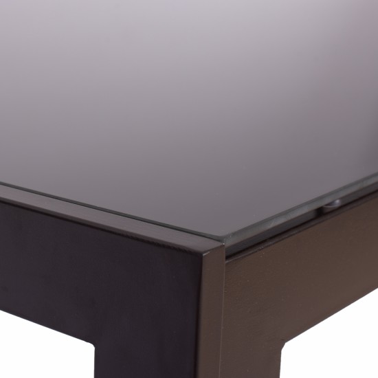 ΤΡΑΠΕΖΙ ΜΕΤΑΛΛΙΚΟ ΟΡΘΟΓΩΝΙΟ ΚΑΦΕ ΜΕ ΓΥΑΛΙ ΚΑΦΕ 150X90Χ75Υεκ.-ΤΡΑΠΕΖΙ ΕΞΩΤΕΡΙΚΟΥ ΧΩΡΟΥ-ΜΕΤΑΛΛΟ ΓΥΑΛΙ-ΚΑΦΕ ΤΡΑΠΕΖΙ-