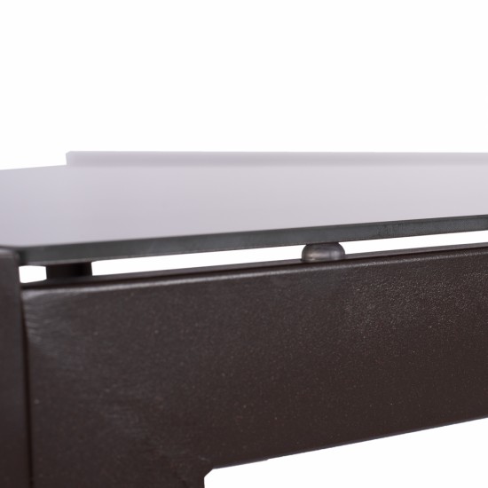 ΤΡΑΠΕΖΙ ΜΕΤΑΛΛΙΚΟ ΟΡΘΟΓΩΝΙΟ ΚΑΦΕ ΜΕ ΓΥΑΛΙ ΚΑΦΕ 150X90Χ75Υεκ.-ΤΡΑΠΕΖΙ ΕΞΩΤΕΡΙΚΟΥ ΧΩΡΟΥ-ΜΕΤΑΛΛΟ ΓΥΑΛΙ-ΚΑΦΕ ΤΡΑΠΕΖΙ-