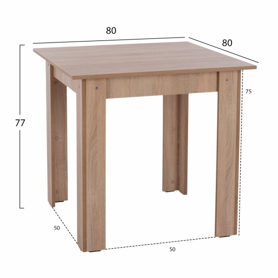 ΤΡΑΠΕΖΙ ΚΟΥΖΙΝΑΣ SONAMA OAK  80x80x77Υ εκ.-ΤΡΑΠΕΖΙ ΚΟΥΖΙΝΑΣ-ΜΕΛΑΜΙΝΗ-SONOMA OAK-ΤΡΑΠΕΖΙ-