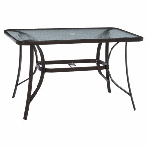 ΤΡΑΠΕΖΙ BRAVO 120Χ70Χ72Υεκ.ΜΕΤΑΛΛΙΚΟ ΚΑΦΕ ΓΥΑΛΥ ΕΠΙΦΑΝΕΙΑ ΜΕ ΤΡΥΠΑ ΟΜΠΡΕΛΑΣ 