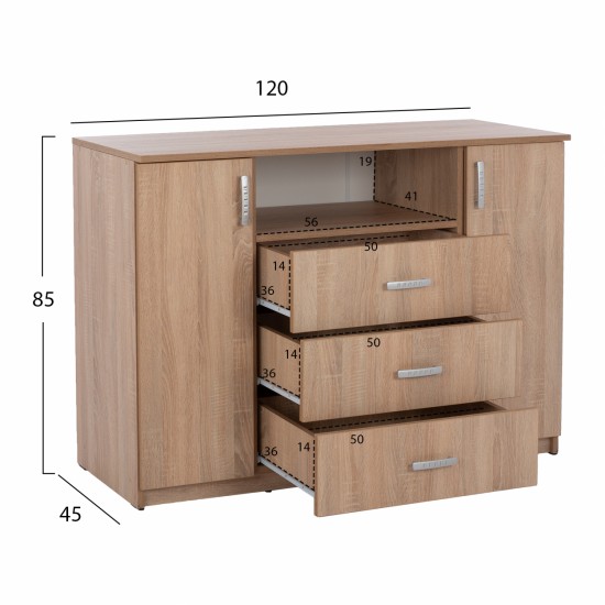 ΜΠΟΥΦΕΣ ΜΕ 2 ΝΤΟΥΛΑΠΙΑ Κ 3 ΣΥΡΤΑΡΙΑ SONAMA OAK  120X45X85Yεκ.-ΜΠΟΥΦΕΣ-ΜΕΛΑΜΙΝΗ-SONOMAOAK-