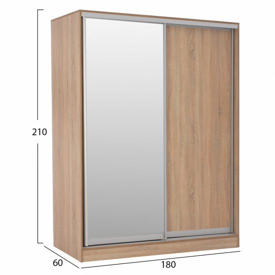 ΝΤΟΥΛΑΠΑ 2ΦΥΛΛΗ 180X60X210Υεκ. ΣΥΡΟΜΕΝΗ ΜΕ ΚΑΘΡΕΠΤΗ SONAMA OAK