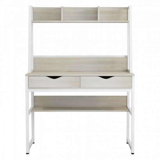 ΓΡΑΦΕΙΟ ΜΕ ΒΙΒΛΙΟΘΗΚΗ SONAMA & ΜΕΤΑΛΛΙΚΟ ΛΕΥΚΟ ΣΚΕΛΕΤΟ 100x48x139 εκ.