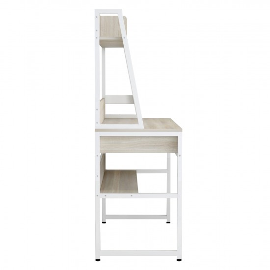 ΓΡΑΦΕΙΟ ΜΕ ΒΙΒΛΙΟΘΗΚΗ SONAMA & ΜΕΤΑΛΛΙΚΟ ΛΕΥΚΟ ΣΚΕΛΕΤΟ 100x48x139 εκ.