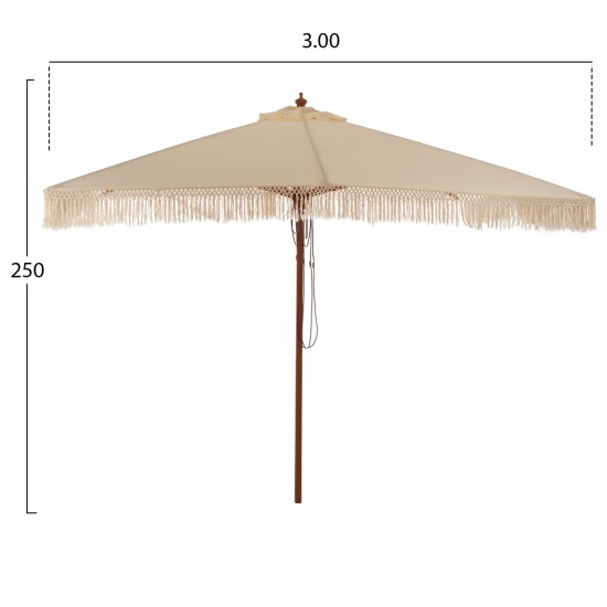 ΟΜΠΡΕΛΑ ΕΠΑΓΓΕΛΜΑΤΙΚΗ ΜΑΚΡΑΜΕ ΚΡΟΣΙ ΜΠΕΖ ΜΕ ΞΥΛΙΝΟ ΣΚΕΛΕΤΟ 3X3X2.50Υm