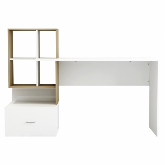 ΓΡΑΦΕΙΟ ΜΕΛΑΜΙΝΗΣ ΜΕ ΒΙΒΛΙΟΘΗΚΗ ΛΕΥΚΟ SONAMA 149x48x105Y εκ.