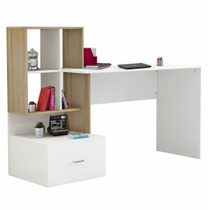 ΓΡΑΦΕΙΟ ΜΕΛΑΜΙΝΗΣ ΜΕ ΒΙΒΛΙΟΘΗΚΗ ΛΕΥΚΟ SONAMA 149x48x105Y εκ.