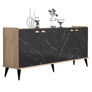 ΜΠΟΥΦΕΣ ΜΕΛΑΜΙΝΗΣ NATURAL WOOD ΜΑΥΡΟ ΜΑΡΜΑΡΟ 180x41x77,8Y εκ.