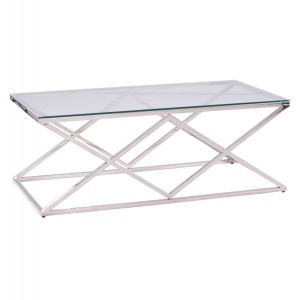 ΤΡΑΠΕΖΙ ΣΑΛΟΝΙΟΥ HOLLAND ΜΕ ΓΥΑΛΙ ΚΑΙ ΒΑΣΗ ΧΡΩΜΙΟΥ 120X60Χ45 EK.