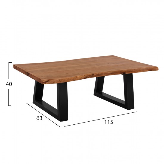 ΤΡΑΠΕΖΙ ΣΑΛΟΝΙΟΥ MONTANA 4εκ. ΠΑΧΟΣ ΜΑΣΙΦ ΞΥΛΟ ΑΚΑΚΙΑΣ ΦΥΣΙΚΟ  115x63x40Υ εκ.