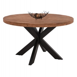 ΤΡΑΠΕΖΙ ΣΤΡΟΓΓΥΛΟ ΑΠΟ ΜΑΣΙΦ ΞΥΛΟ MANGO ΠΑΧΟΥΣ 6εκ.  Φ130Χ78Υ εκ.