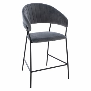 ΣΚΑΜΠΟ ΜΕΣΑΙΟΥ ΥΨΟΥΣ THEODORE  ΒΕΛΟΥΔΟ ΓΚΡΙ ΜΕ ΜΑΥΡΟ ΣΚΕΛΕΤΟ 60x55x100Y εκ.