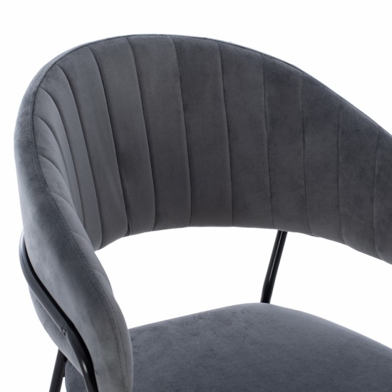 ΣΚΑΜΠΟ ΜΕΣΑΙΟΥ ΥΨΟΥΣ THEODORE  ΒΕΛΟΥΔΟ ΓΚΡΙ ΜΕ ΜΑΥΡΟ ΣΚΕΛΕΤΟ 60x55x100Y εκ.