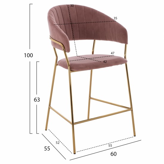 ΣΚΑΜΠΟ ΜΕΣΑΙΟΥ ΥΨΟΥΣ THEODORE ΒΕΛΟΥΔΟ ΣΑΠΙΟ ΜΗΛΟ ΕΠΙΧΡΥΣΟ ΣΚΕΛΕΤΟ 60x55x100Y εκ.