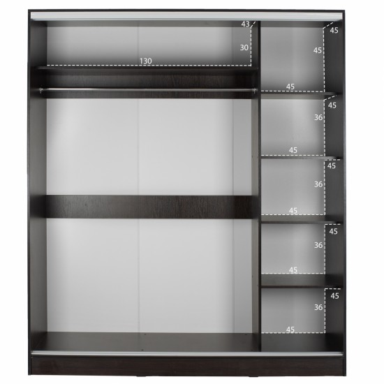 ΝΤΟΥΛΑΠΑ ΜΕΛΑΜΙΝΗΣ WENGE ΜΕ ΚΑΘΡΕΠΤΗ 180X60X210Υεκ.