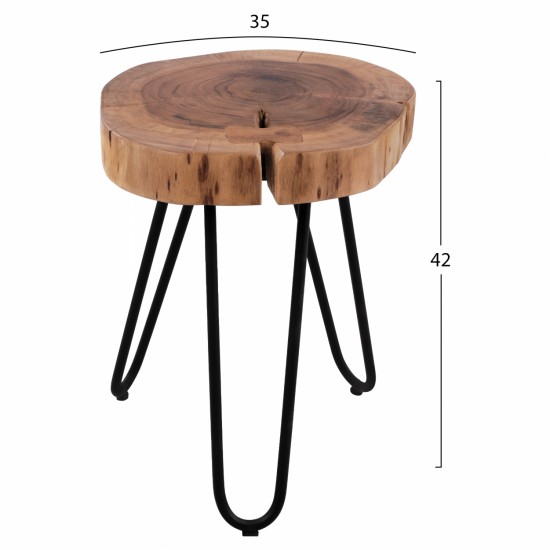 ΤΡΑΠΕΖΑΚΙ-ΣΚΑΜΠΩ OSLO ΑΠΟ ΜΑΣΙΦ ΚΟΡΜΟ ΑΚΑΚΙΑΣ 35x35x42Υ εκ.