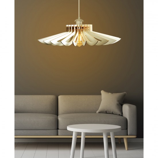 ΦΩΤΙΣΤΙΚΟ ΟΡΟΦΗΣ ΞΥΛΙΝΟ ΚΡΕΜΑΣΤΟ ΛΕΥΚΟ Φ68x50Υ εκ.