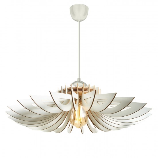 ΦΩΤΙΣΤΙΚΟ ΟΡΟΦΗΣ ΞΥΛΙΝΟ ΚΡΕΜΑΣΤΟ ΛΕΥΚΟ Φ68x50Υ εκ.