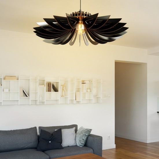 ΦΩΤΙΣΤΙΚΟ ΟΡΟΦΗΣ ΞΥΛΙΝΟ ΚΡΕΜΑΣΤΟ ΜΑΥΡΟ Φ68x50Υ εκ.