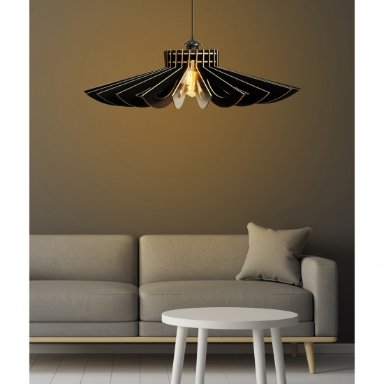 ΦΩΤΙΣΤΙΚΟ ΟΡΟΦΗΣ ΞΥΛΙΝΟ ΚΡΕΜΑΣΤΟ ΜΑΥΡΟ Φ68x50Υ εκ.