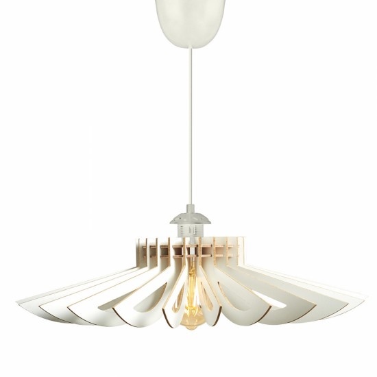 ΦΩΤΙΣΤΙΚΟ ΟΡΟΦΗΣ ΞΥΛΙΝΟ ΚΡΕΜΑΣΤΟ ΛΕΥΚΟ Φ52x45Υ εκ.