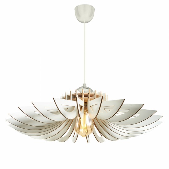 ΦΩΤΙΣΤΙΚΟ ΟΡΟΦΗΣ ΞΥΛΙΝΟ ΚΡΕΜΑΣΤΟ ΛΕΥΚΟ Φ52x45Υ εκ.