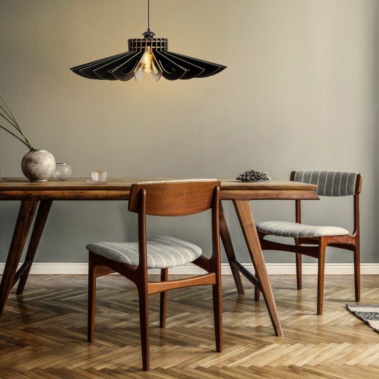 ΦΩΤΙΣΤΙΚΟ ΟΡΟΦΗΣ ΞΥΛΙΝΟ ΚΡΕΜΑΣΤΟ ΜΑΥΡΟ Φ52x45Υ εκ.