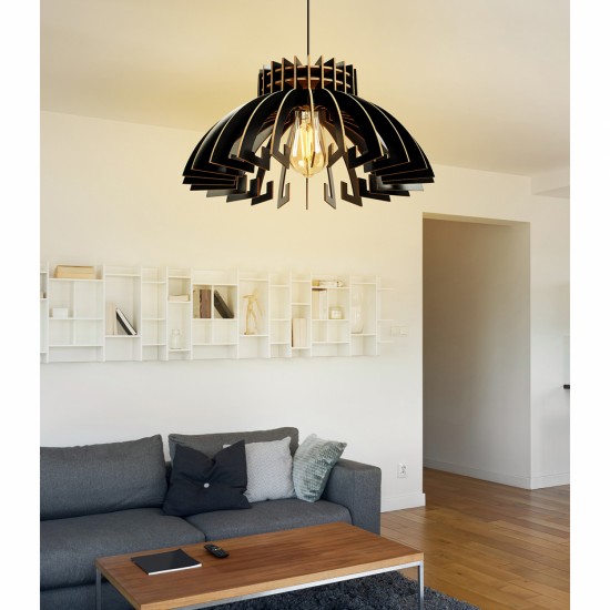 ΦΩΤΙΣΤΙΚΟ ΟΡΟΦΗΣ ΞΥΛΙΝΟ ΚΡΕΜΑΣΤΟ ΜΑΥΡΟ Φ54x65Υ εκ.