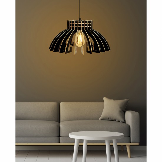 ΦΩΤΙΣΤΙΚΟ ΟΡΟΦΗΣ ΞΥΛΙΝΟ ΚΡΕΜΑΣΤΟ ΜΑΥΡΟ Φ54x65Υ εκ.