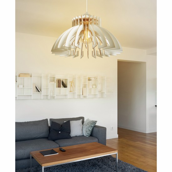 ΦΩΤΙΣΤΙΚΟ ΟΡΟΦΗΣ ΞΥΛΙΝΟ ΚΡΕΜΑΣΤΟ ΛΕΥΚΟ Φ54x65Υ εκ.