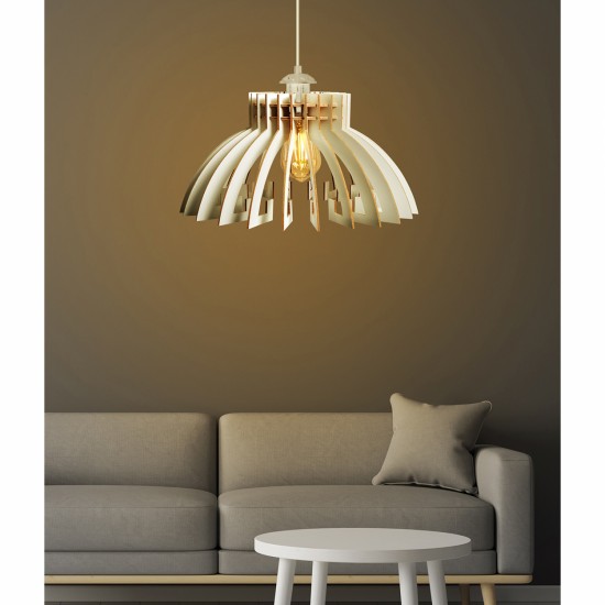 ΦΩΤΙΣΤΙΚΟ ΟΡΟΦΗΣ ΞΥΛΙΝΟ ΚΡΕΜΑΣΤΟ ΛΕΥΚΟ Φ54x65Υ εκ.