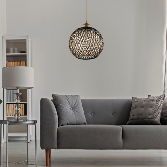 ΦΩΤΙΣΤΙΚΟ ΟΡΟΦΗΣ ΚΡΕΜΑΣΤΟ ΑΠΟ ΣΧΟΙΝΙ ΜΑΥΡΟ ΜΠΕΖ Φ22x55Υ εκ.