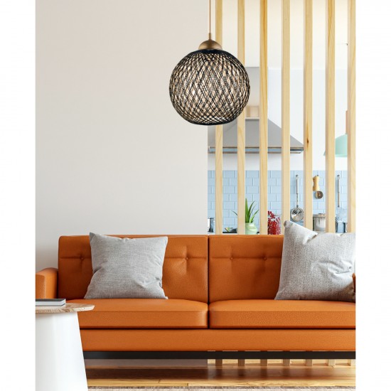 ΦΩΤΙΣΤΙΚΟ ΟΡΟΦΗΣ ΚΡΕΜΑΣΤΟ ΑΠΟ ΣΧΟΙΝΙ ΜΑΥΡΟ ΜΠΕΖ Φ22x55Υ εκ.