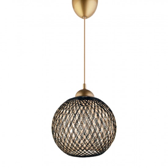 ΦΩΤΙΣΤΙΚΟ ΟΡΟΦΗΣ ΚΡΕΜΑΣΤΟ ΑΠΟ ΣΧΟΙΝΙ ΜΑΥΡΟ ΜΠΕΖ Φ22x55Υ εκ.