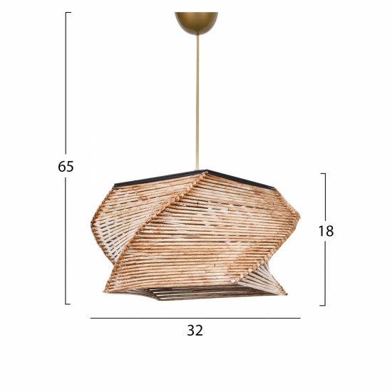 ΦΩΤΙΣΤΙΚΟ ΟΡΟΦΗΣ ΚΡΕΜΑΣΤΟ ΑΠΟ ΞΥΛΟ ΚΑΙ BAMBOO ΦΥΣΙΚΟ  36x36x65Υ εκ.