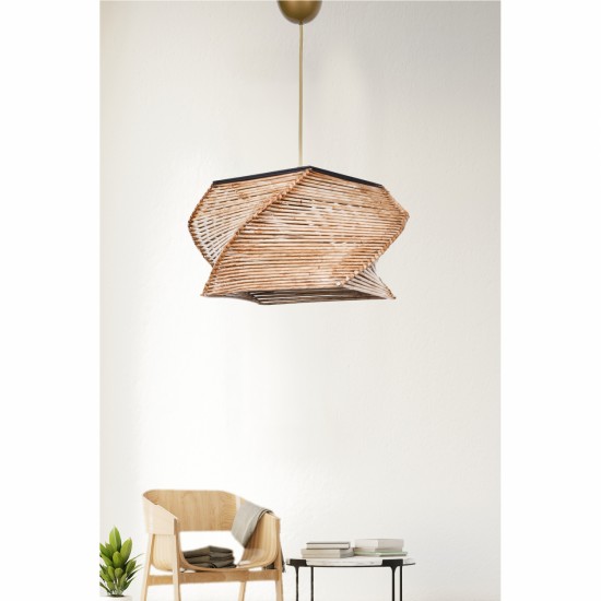 ΦΩΤΙΣΤΙΚΟ ΟΡΟΦΗΣ ΚΡΕΜΑΣΤΟ ΑΠΟ ΞΥΛΟ ΚΑΙ BAMBOO ΦΥΣΙΚΟ  36x36x65Υ εκ.