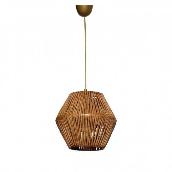 ΦΩΤΙΣΤΙΚΟ ΟΡΟΦΗΣ ΚΡΕΜΑΣΤΟ ΑΠΟ ΜΕΤΑΛΛΟ ΚΑΙ BAMBOO ΚΑΡΥΔΙ 25x25x55Υ εκ.