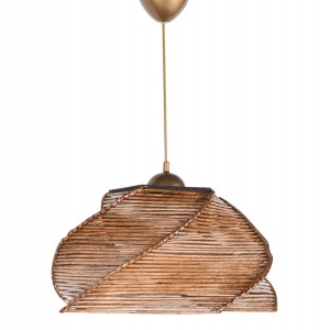 ΦΩΤΙΣΤΙΚΟ ΟΡΟΦΗΣ ΚΡΕΜΑΣΤΟ  ΑΠΟ ΞΥΛΟ ΚΑΙ BAMBOO ΚΑΡΥΔΙ 36x36x65Υ εκ.