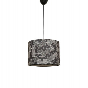 ΦΩΤΙΣΤΙΚΟ ΟΡΟΦΗΣ ΚΡΕΜΑΣΤΟ ΜΕΤΑΛΛΟ ΚΑΙ ΥΦΑΣΜΑ ΜΑΥΡΟ ΓΚΡΙ 28x28x65Υ εκ.