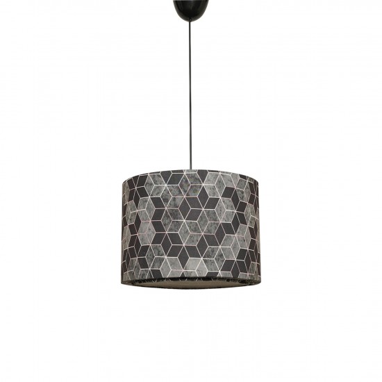 ΦΩΤΙΣΤΙΚΟ ΟΡΟΦΗΣ ΚΡΕΜΑΣΤΟ ΜΕΤΑΛΛΟ ΚΑΙ ΥΦΑΣΜΑ ΜΑΥΡΟ ΓΚΡΙ 28x28x65Υ εκ.