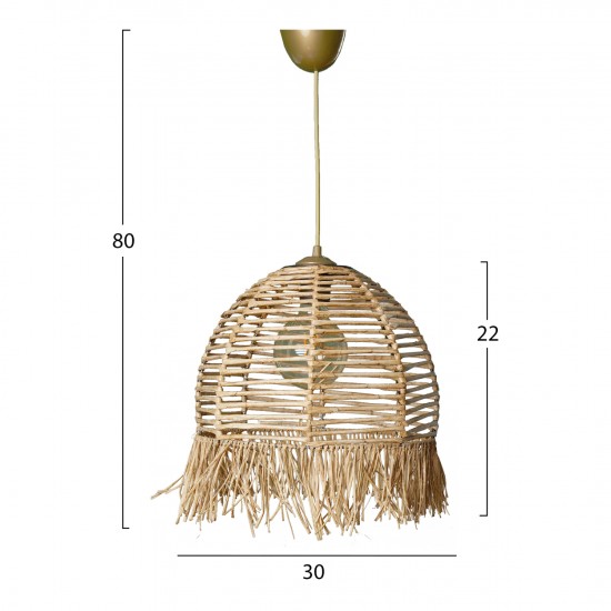 ΦΩΤΙΣΤΙΚΟ ΟΡΟΦΗΣ ΚΡΕΜΑΣΤΟ ΑΠΟ ΞΥΛΟ ΚΑΙ BAMBOO ΦΥΣΙΚΟ 30x30x80Υ εκ.