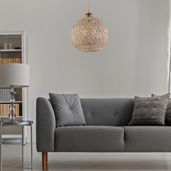 ΦΩΤΙΣΤΙΚΟ ΟΡΟΦΗΣ ΚΡΕΜΑΣΤΟ ΑΠΟ ΣΧΟΙΝΙ ΜΠΕΖ Φ22x55Υ εκ.