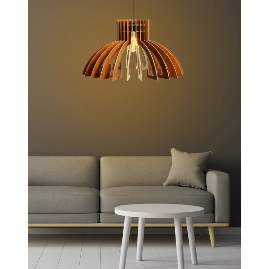 ΦΩΤΙΣΤΙΚΟ ΟΡΟΦΗΣ ΞΥΛΙΝΟ ΚΡΕΜΑΣΤΟ ΚΑΡΥΔΙ Φ54x65Υ εκ.