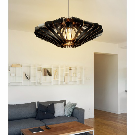 ΦΩΤΙΣΤΙΚΟ ΟΡΟΦΗΣ ΞΥΛΙΝΟ ΚΡΕΜΑΣΤΟ ΜΑΥΡΟ Φ47x55Υ εκ.