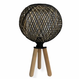 ΦΩΤΙΣΤΙΚΟ ΕΠΙΤΡΑΠΕΖΙΟ ΑΠΟ ΞΥΛΟ ΚΑΙ ΣΧΟΙΝΙ ΜΑΥΡΟ Φ24x42Υ εκ.