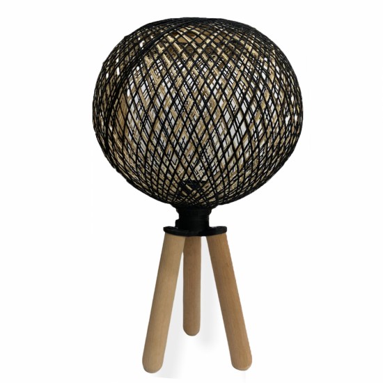 ΦΩΤΙΣΤΙΚΟ ΕΠΙΤΡΑΠΕΖΙΟ ΑΠΟ ΞΥΛΟ ΚΑΙ ΣΧΟΙΝΙ ΜΑΥΡΟ Φ24x42Υ εκ.