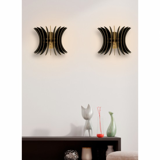 ΣΕΤ ΑΠΛΙΚΕΣ ΤΟΙΧΟΥ 2ΤΜΧ ΞΥΛΙΝΕΣ ΑΠΟ MDF ΜΑΥΡΟ 28x20x20Υ εκ.